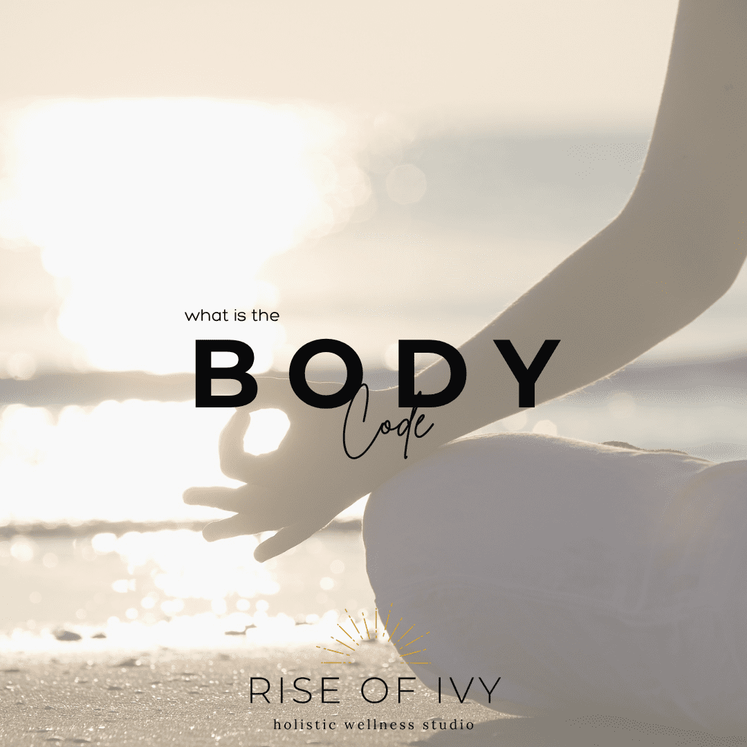 Woman meditating on beach at sunset - Rise of Ivy holistic wellness studio Body Code healing